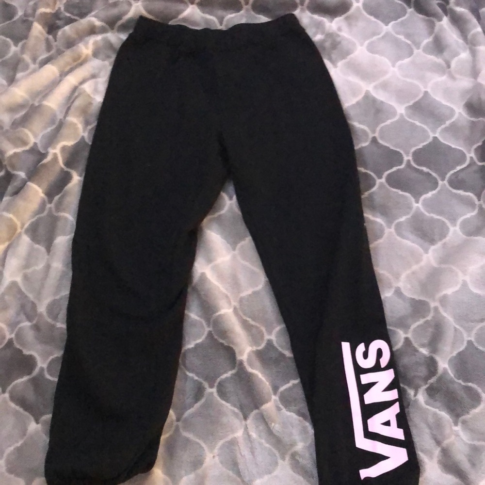 Black vans sweatpants with pink vans logo - Picture 1 of 3